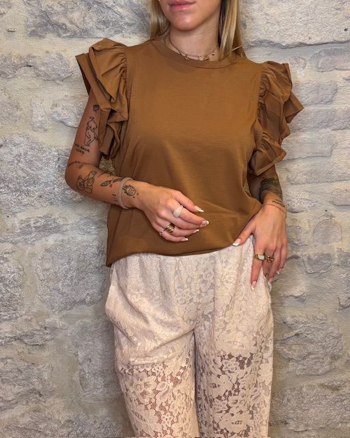 SUSY MIX t-shirt manica volant tabacco Image