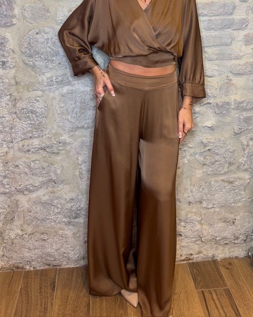 SUSY MIX pantalone ampio in viscosa mandorla Image