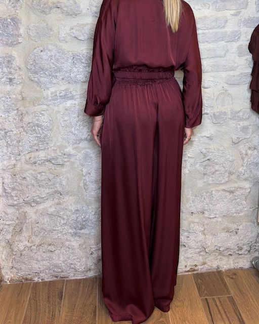 SUSY MIX pantalone ampio in viscosa vino Image