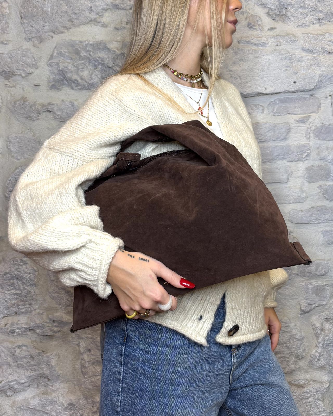 VIVIENNE D shopper scamosciata marrone Image