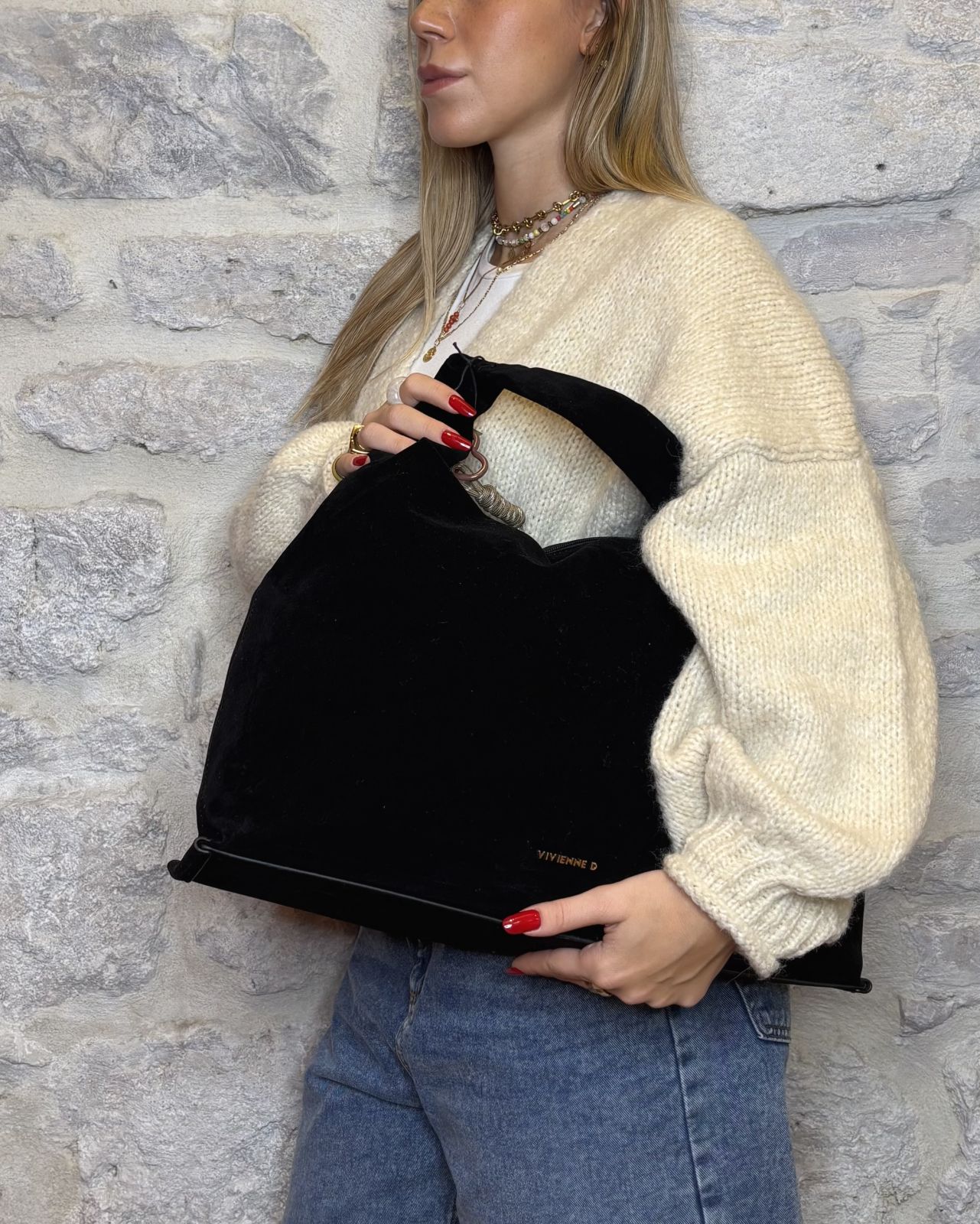 VIVIENNE D shopper scamosciata nera Image